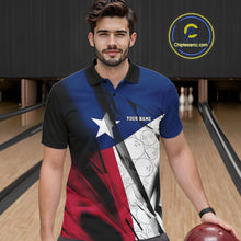 Load image into Gallery viewer, Custom Texas Flag Bowling Team Men Polo Shirts, Texas Bowling League Shirt Team Uniform IPHW9634