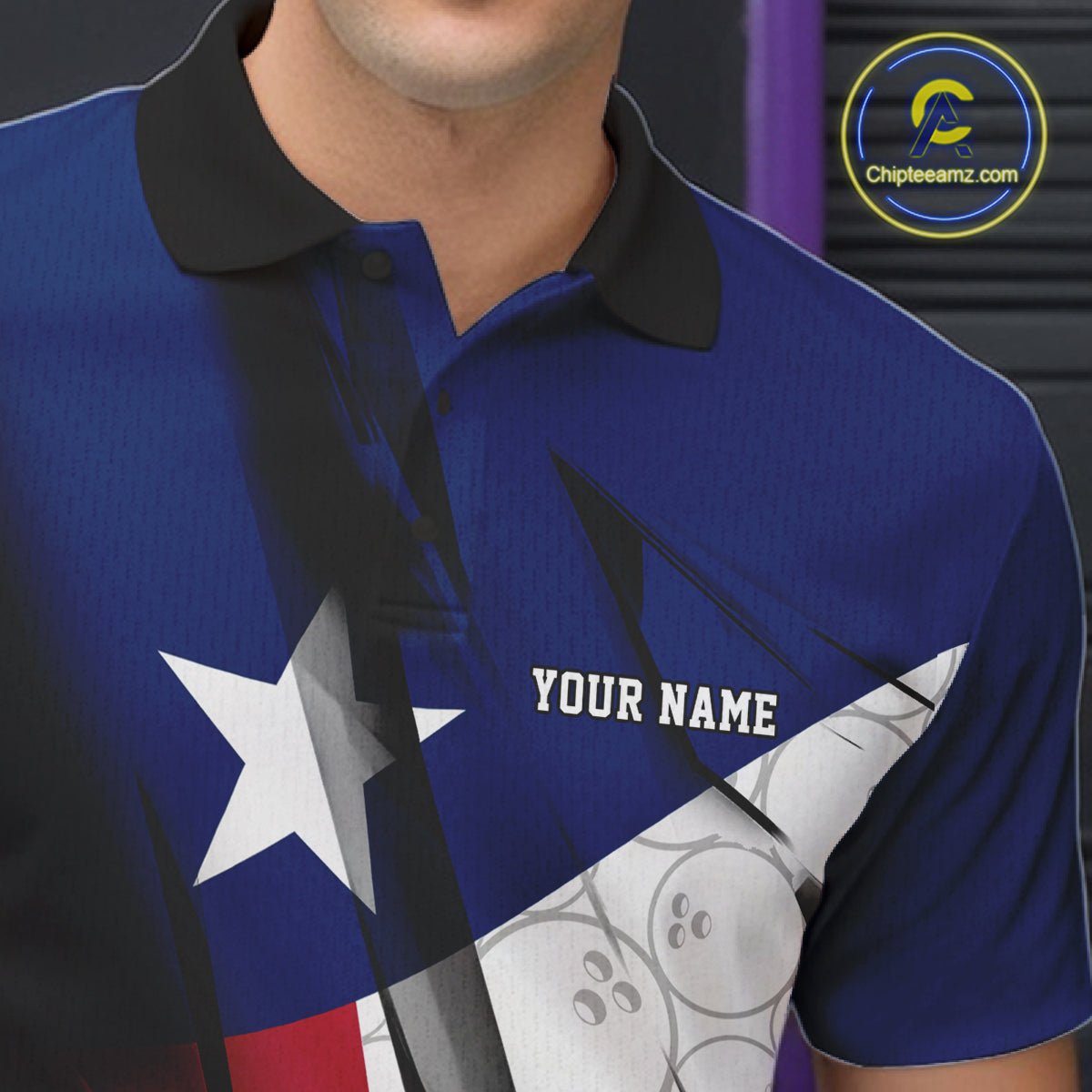 Custom Texas Flag Bowling Team Men Polo Shirts, Texas Bowling League Shirt Team Uniform IPHW9634