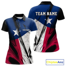 Load image into Gallery viewer, Custom Texas Flag Bowling Team Women Polo Shirts, Texas Bowling League Shirt Team Uniform IPHW9634
