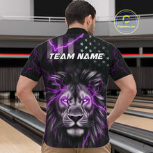 Load image into Gallery viewer, Custom Purple Thunder Lightning Patriotic Lion Quarter-Zip Shirt For Men, US Flag Bowling Jerseys IPHW9324