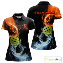 Load image into Gallery viewer, Custom Water And Fire Pickleball Polo Shirts For Women, Pickleball Team Shirt IPHW9336
