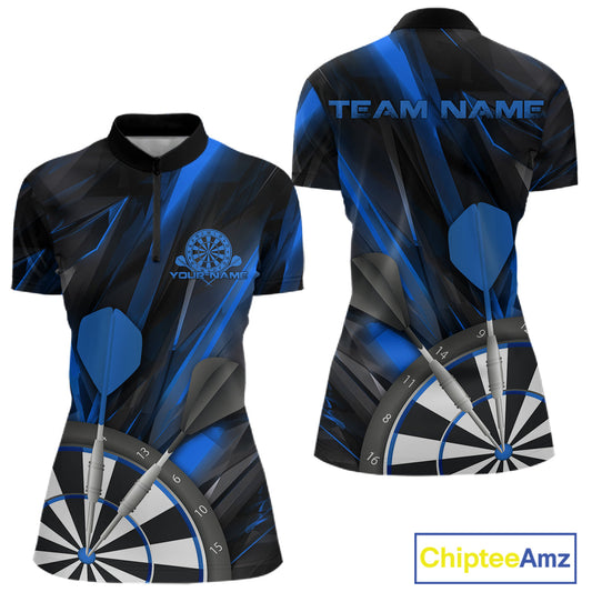 Custom Black And Blue Dart Jerseys, Dart Quarter-Zip Shirts For Women Team Jerseys IPHW9681