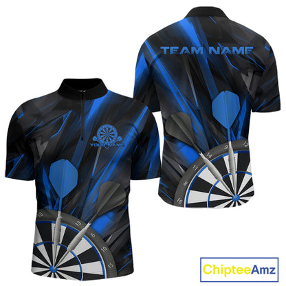 Custom Black And Blue Dart Jerseys, Dart Quarter-Zip Shirts For Men Team Jerseys IPHW9681