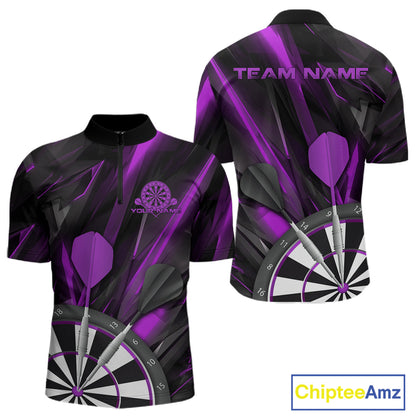 Custom Black And Purple Dart Jerseys, Dart Quarter-Zip Shirts For Men Team Jerseys IPHW9683