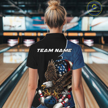 Load image into Gallery viewer, Custom American Eagle Bowling Women Quarter-Zip Shirt, Patriotic Bowling League Shirt IPHW9478