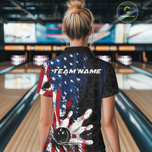 Load image into Gallery viewer, Custom Grunge Vintage American Patriotic Bowling Team Jerseys, Bowling Women Polo Shirt IPHW9489