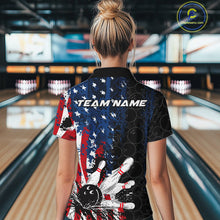 Load image into Gallery viewer, Custom Grunge Vintage American Flag Patriotic Bowling Jerseys, Women Quarter-Zip Shirt IPHW9489