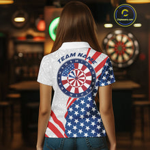 Load image into Gallery viewer, Custom Patriotic Dart Jerseys For Players, US Flag Dartboard Team Polo Shirts For Women IPHW9697