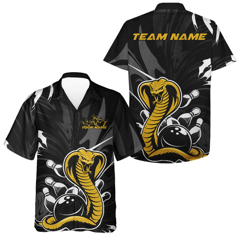 Custom Yellow Cobra Snake Bowling Team Jerseys, Bowling Hawaiian Shirts For Men And Women IPHW9708