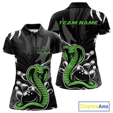 Load image into Gallery viewer, Custom Green Cobra Snake Bowling Team Jerseys, Bowling Polo Shirts For Women IPHW9709