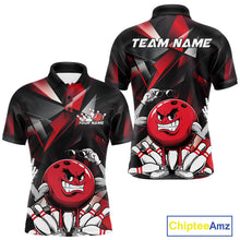 Load image into Gallery viewer, Black And Red Custom Funny Bowling Team Polo Shirts For Men, Bowling Jerseys IPHW9356