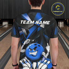 Load image into Gallery viewer, Black And Blue Custom Funny Bowling Team Polo Shirts For Men, Bowling Jerseys IPHW9357