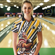 Load image into Gallery viewer, Custom Yellow Funny Thanksgiving Turkey Bowling Team Women Polo Shirts, Bowling Jerseys IPHW9720