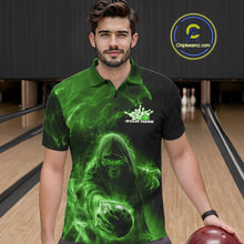 Load image into Gallery viewer, Custom Black And Green Smoke Flame Grim Reaper Halloween Bowling Men Polo Shirts IPHW9741