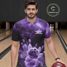 Load image into Gallery viewer, Custom Purple Thunder Lightning Bowling Team Men Polo Shirts, Bowling Jerseys IPHW9748