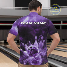 Load image into Gallery viewer, Custom Purple Thunder Lightning Bowling Team Men Quarter-Zip Shirts, Bowling Jerseys IPHW9748