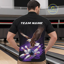Load image into Gallery viewer, Custom Purple Flame Eagle Bowling Team Quarter-Zip Shirts For Men, Bowling Tournament Shirt IPHW9369
