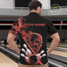Load image into Gallery viewer, Custom Red Smoke Skull Men Bowling Team Quarter-Zip Shirts, Hallowen Bowlers Jerseys IPHW9524