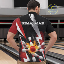 Load image into Gallery viewer, Custom Fiery Red Bowling Men Quarter-Zip Team Shirts, Fire Flame Bowling Jerseys Bowler Outfit IPHW9529