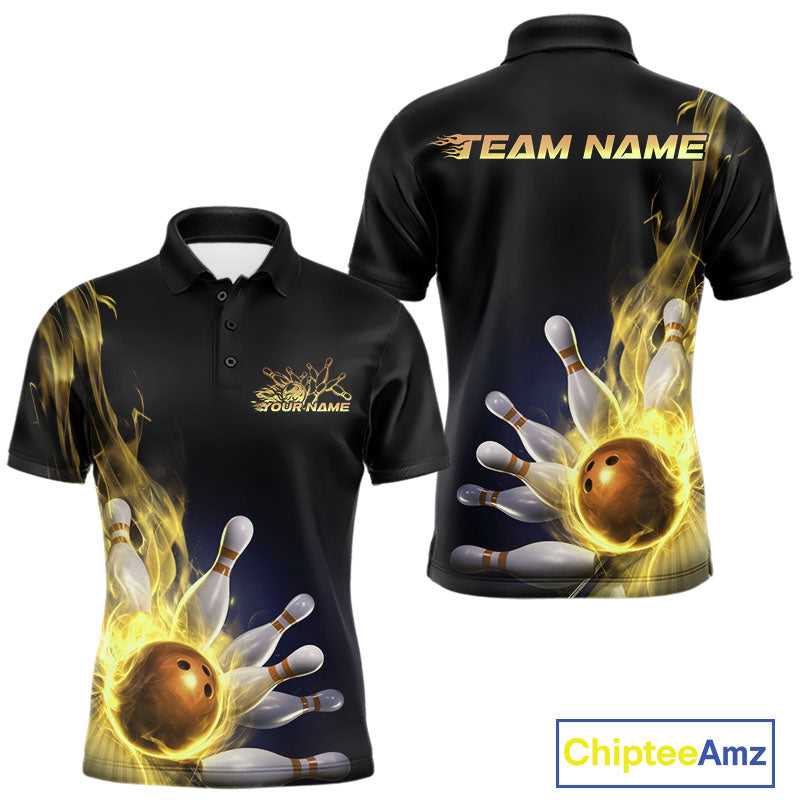 Custom Multi-Color Flame Bowling Tournament Shirts For Men, Women And Kid, Fire Bowling Jerseys IPHW9378