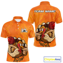 Load image into Gallery viewer, Custom Funny Thanksgiving Turkey Bowling Men Polo Shirts, Bowling League Shirt IPHW9770