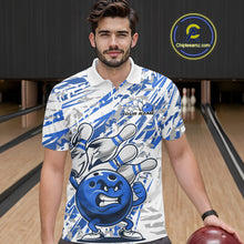 Load image into Gallery viewer, Blue Camo Custom Funny Bowling Polo Shirts For Men, Bowling Team Tournament Shirt IPHW9398