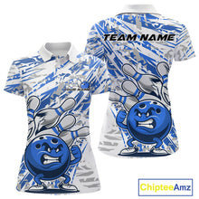 Load image into Gallery viewer, Blue Camo Custom Funny Bowling Polo Shirts For Women, Bowling Team Tournament Shirt IPHW9398