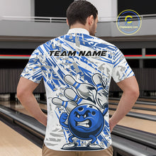 Load image into Gallery viewer, Blue Camo Custom Funny Bowling Quarter-Zip Shirts For Men, Bowling Team Tournament Shirt IPHW9398