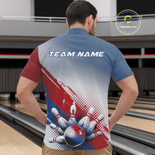 Load image into Gallery viewer, Custom Red, White And Blue Patriotic Bowling Quarter-Zip Shirts For Men, Bowling League Shirt IPHW9544
