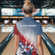 Load image into Gallery viewer, Custom Red, White And Blue Patriotic Women Quarter-Zip Bowling League Shirt IPHW9544