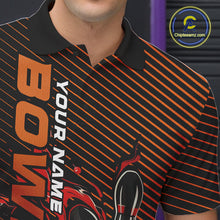Load image into Gallery viewer, Custom Red Orange Flame Bowling Polo Shirts For Men, Bowling Tournament Team Shirt IPHW9403