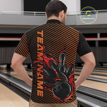 Load image into Gallery viewer, Custom Red Orange Flame Bowling Quarter-Zip Shirts For Men, Bowling Tournament Team Shirt IPHW9403