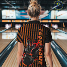 Load image into Gallery viewer, Custom Red Orange Flame Bowling Women Quarter-Zip Shirts, Bowling Tournament Team Shirt IPHW9403