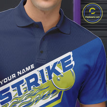 Load image into Gallery viewer, Custom Blue And Green Flame Strike Bowling Team Men Polo Shirts, Bowling Jerseys IPHW9404