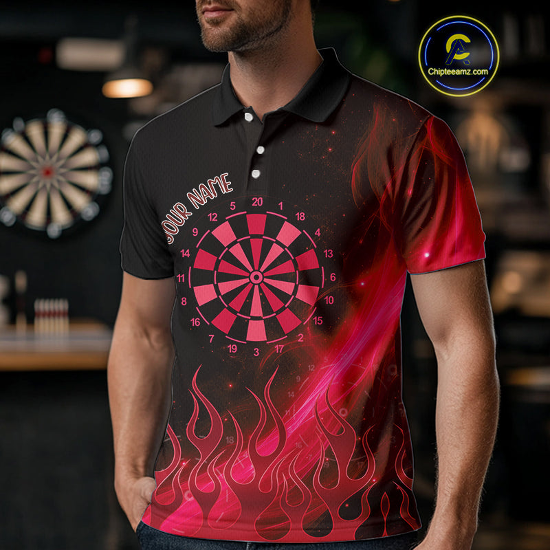 Dartboard 3D Lightning Darts Shirt For Men Custom Name & Team Jersey | Opt3 - Red NYN0647
