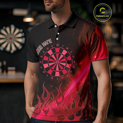 Dartboard 3D Lightning Darts Shirt For Men Custom Name & Team Jersey | Opt3 - Red NYN0647