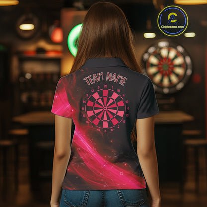 Dartboard 3D Lightning Darts Shirt For Women Custom Name & Team Jersey | Opt3 - Red NYN0647