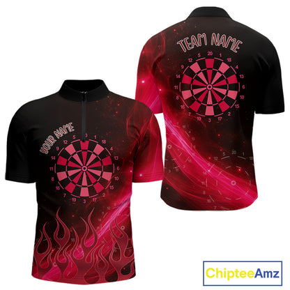 Dartboard 3D Lightning Darts Shirt For Men Custom Name & Team Jersey | Opt3 - Red NYN0647