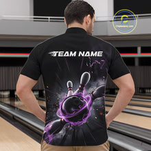 Load image into Gallery viewer, Custom Galaxy Purple Flame Bowling Quarter-Zip Shirt For Men, Bowling League Team Uniform IPHW9567
