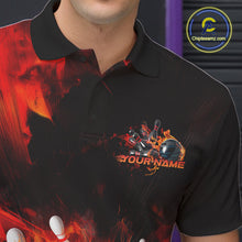 Load image into Gallery viewer, Custom Fire Flame Skull Bowling Polo Shirts For Men, Halloween Bowling Outfits IPHW9579