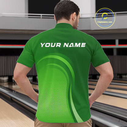 Custom Green Bowling Team Quarter-Zip Shirts For Men, Bowling Tournament Bowling League Shirt IPHW9238