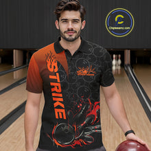 Load image into Gallery viewer, Custom Bowling Pattern Red Flame Strike Bowling Team Men Polo Shirts, Bowling Jerseys IPHW9415