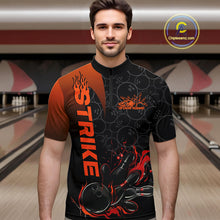 Load image into Gallery viewer, Custom Bowling Pattern Red Flame Strike Bowling Team Men Quarter-Zip Shirts, Bowling Jerseys IPHW9415