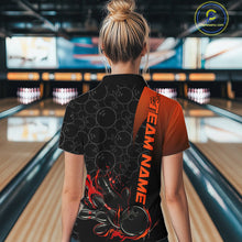 Load image into Gallery viewer, Custom Bowling Pattern Red Flame Strike Bowling Team Women Quarter-Zip Shirts IPHW9415