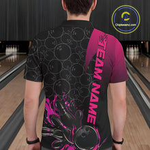 Load image into Gallery viewer, Custom Bowling Pattern Pink Flame Strike Bowling Team Men Polo Shirts, Bowling Jerseys IPHW9417