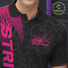 Load image into Gallery viewer, Custom Bowling Pattern Pink Flame Strike Bowling Team Men Polo Shirts, Bowling Jerseys IPHW9417