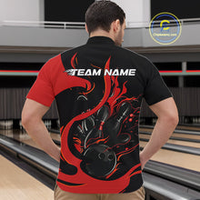 Load image into Gallery viewer, Custom Black And Red Flame Bowling Quarter-Zip Shirts For Men, Bowling Tournament Team Uniform IPHW9245