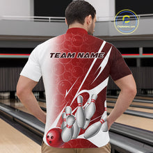 Load image into Gallery viewer, Custom Red Bowling Pattern Bowling Team Quarter-Zip Shirts For Men, Red Bowling Jerseys IPHW9427