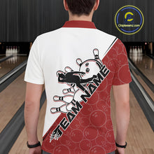 Load image into Gallery viewer, Cusom Red Strike Bowling Team Polo Shirts For Men, Bowling League Shirt Bowlers Outfit IPHW9259