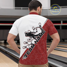 Load image into Gallery viewer, Cusom Red Strike Bowling Team Quarter-Zip Shirts For Men, Bowling League Shirt Bowlers Outfit IPHW9259